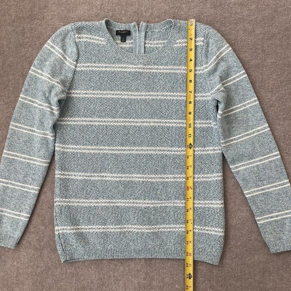 Talbots Sweater Womens Small Light Teal Blue Striped Knit Top Pullover Zip Back - Picture 6 of 7